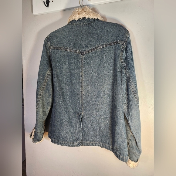 Northcrest Blue Denim Jacket with Cream Sherpa Details Chore Work Sz L 14/16 - Picture 8 of 8